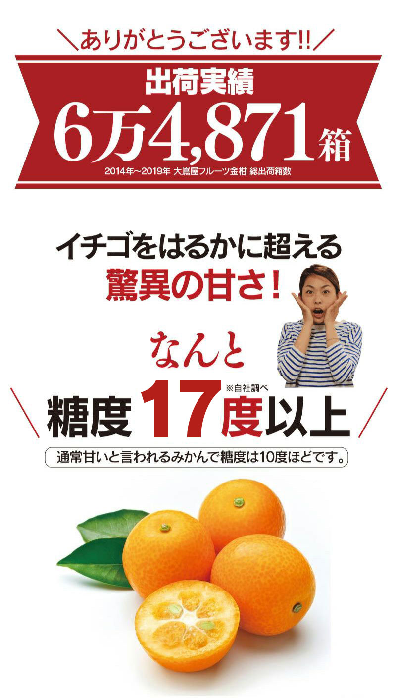 初回限定・広告の品】完熟フルーツ金柑 800g 1,990円 ＜同住所に2箱