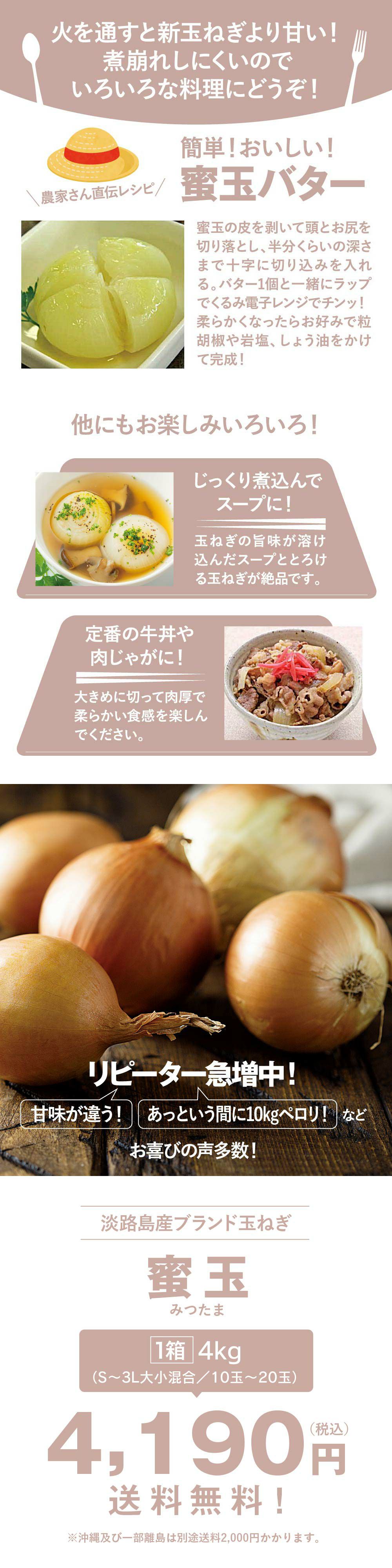 淡路島産 蜜玉 4kg 送料無料 S～3L大小混合（10玉～20玉） 玉ねぎ たまねぎ 野菜 | おおしま屋（大嶌屋）