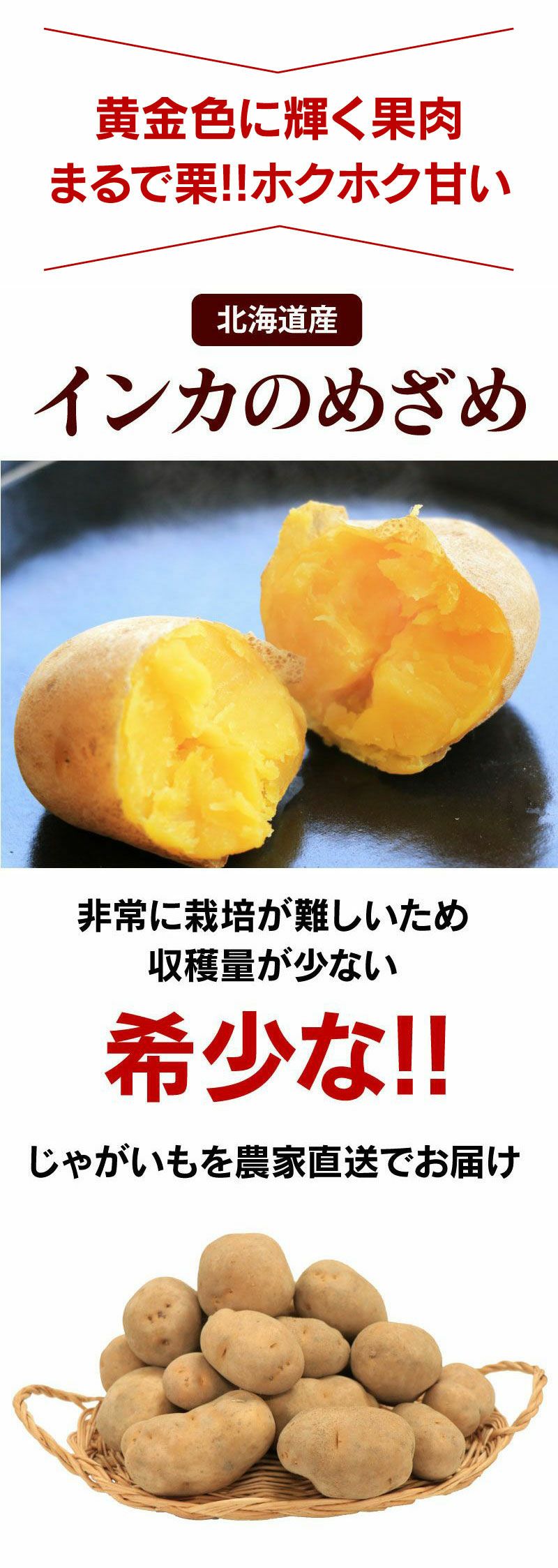 北海道ジャガイモ インカのめざめ 3kg（30玉前後）＜8月末まで出荷予定＞ 送料無料 いも 芋 じゃがいも 新じゃが 農家直送 大嶌屋（おおしま屋）  | おおしま屋（大嶌屋）