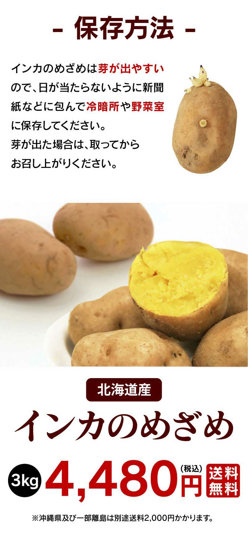 北海道ジャガイモ インカのめざめ 3kg（30玉前後）＜8月末まで出荷予定＞ 送料無料 いも 芋 じゃがいも 新じゃが 農家直送 大嶌屋（おおしま屋）  | おおしま屋（大嶌屋）