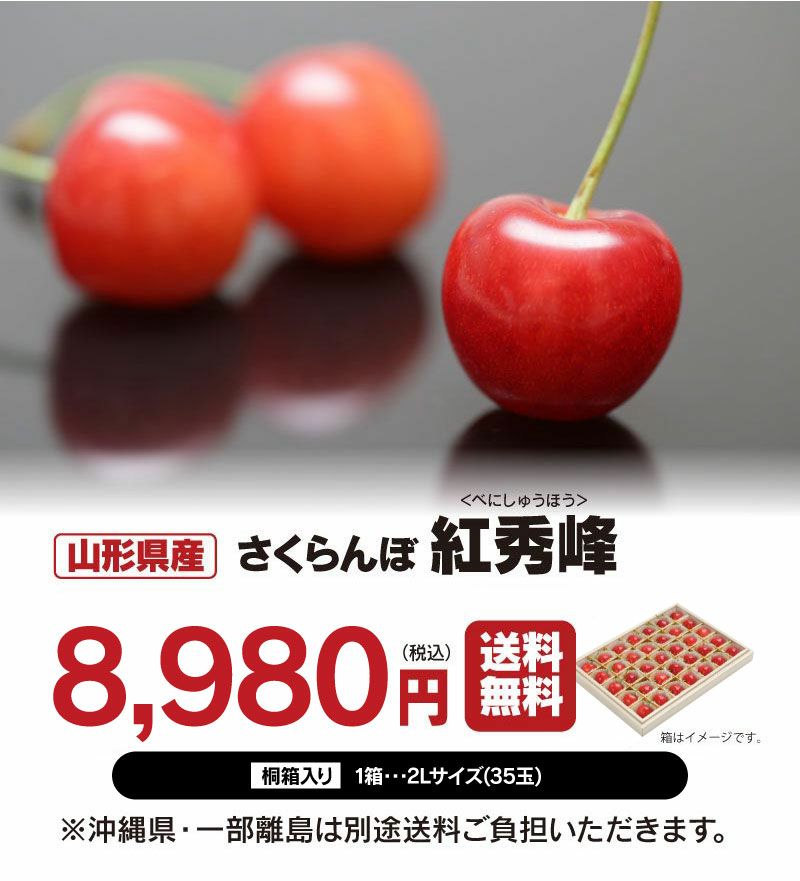 特選 紅秀峰 山形 さくらんぼ 2Lサイズ(35玉) 