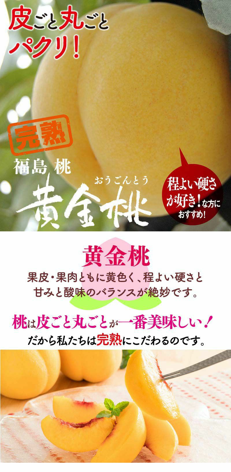 福島の桃 黄金桃 1kg（3玉から5玉） ＜送料無料・冷蔵便・クール代別途